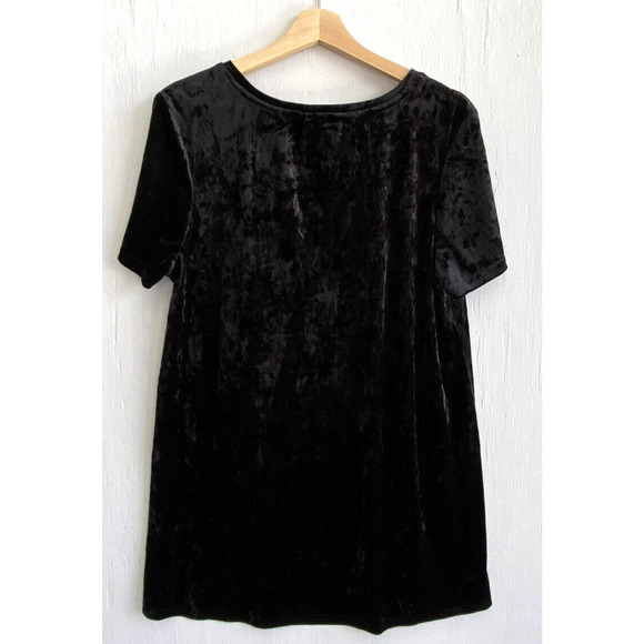 Spring & Mercer Velvet Legging Tee Black Soft Velvet Tunic Top Pocket Size L - Picture 2 of 3